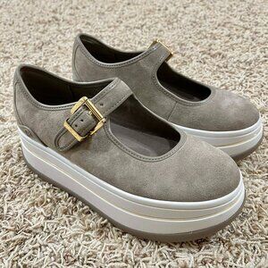 Michael Kors Women’s Hayes Mary Jane Suede Platform Shoes Brown, Size 7.5 (New)